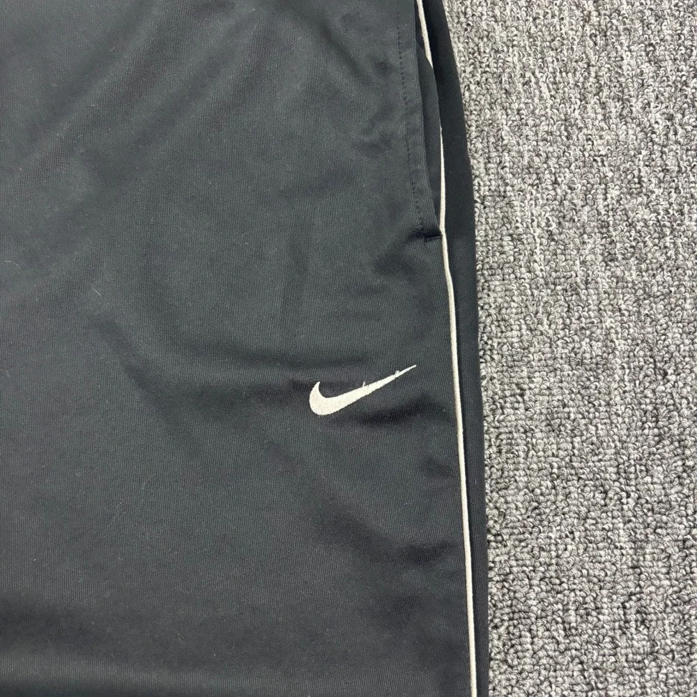 Y2K Nike Baggy Wide Leg Track Pants Black White Stripe Embroidered Swoosh XL